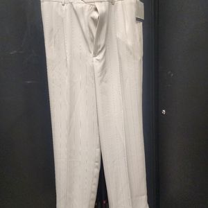 Retro Classic Cream Striped Cuffed Slacks